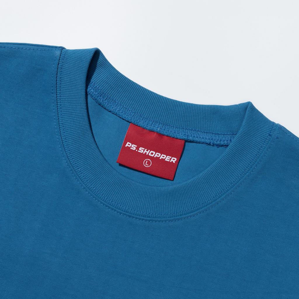 PSSHOPPER Small Logo Back Cut-Out Short Sleeve [Blue]