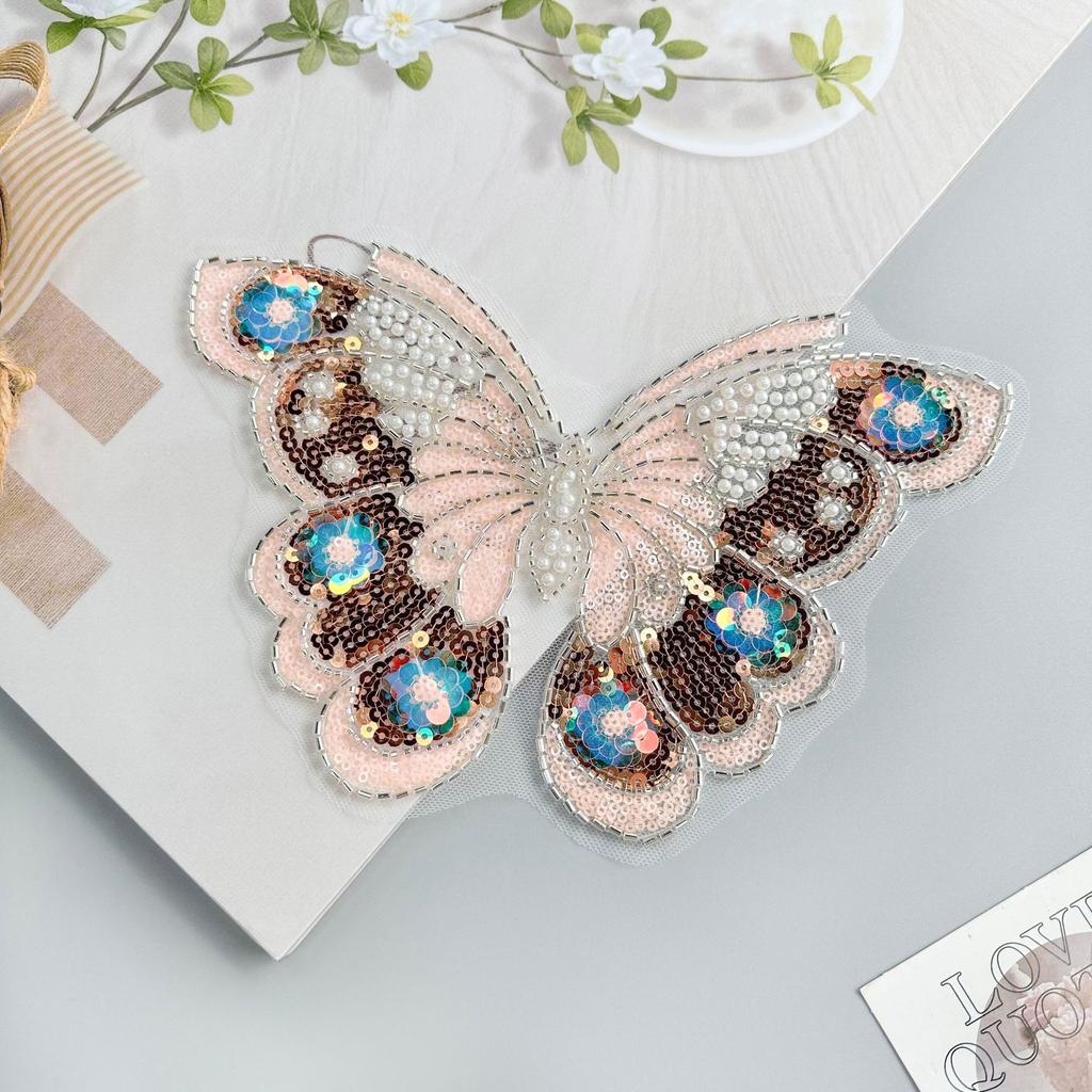 Colored Butterfly Shiny Sequins Mesh Beads Decorative Clothing Luggage Dress Top Accessories Cloth Stickers Accessories