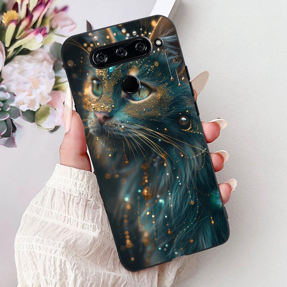 Funda For LG V40 ThinQ Case Cover Silicone Luxury Fashion Cute Cat Cool Shockproof Bumper Casing For LG V405 LM-V405 LM-V409N
