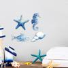 4 Pcs Wooden Beach Wall Decor Coastal Ocean Starfish Seahorse Conch Fish Wall Art Nautical Theme Home Decor for Farmhouse Living Room Bathroom
