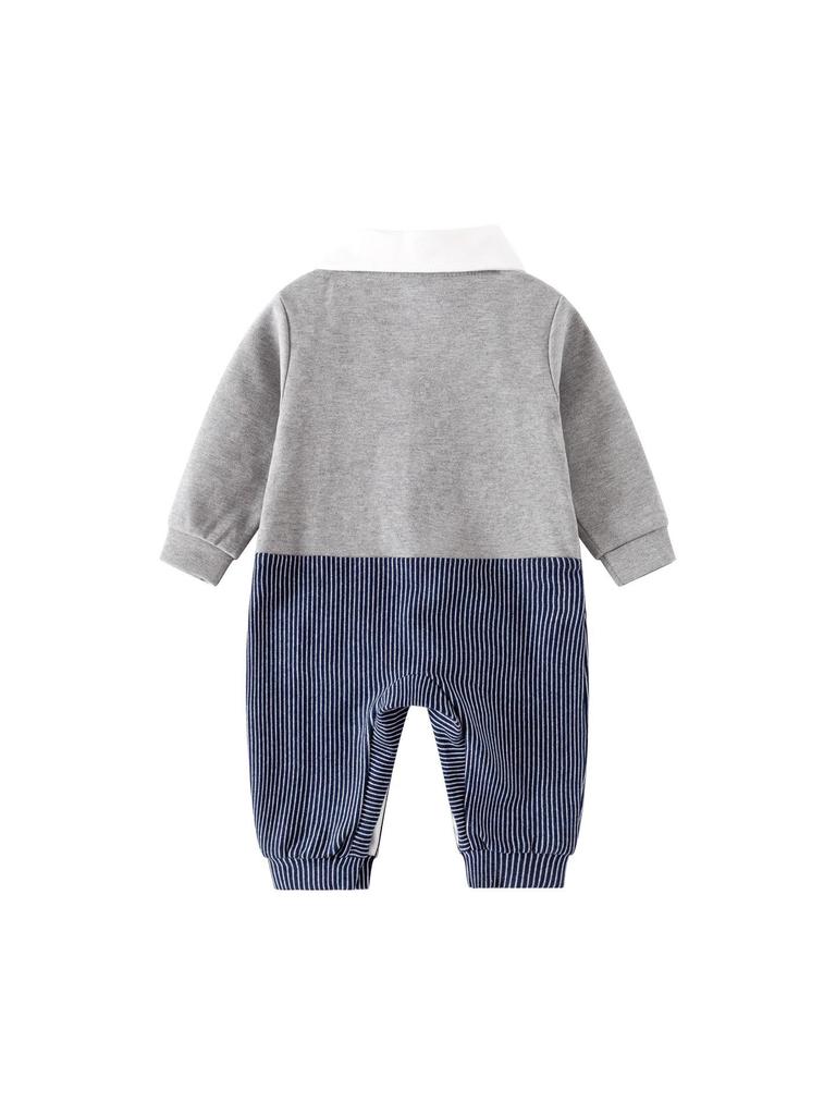 Baby Jungen Langarm Baumwoll-Strampler - Gentleman Einteiler für Einjährige, Festliche Kleidung für Frühling und Herbst.