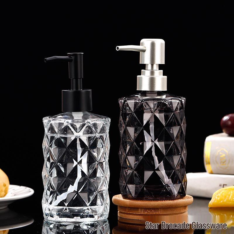 Elegant Oval Glass Pump Bottle for Shampoo, Shower Gel, Soap, and Hand Sanitizer