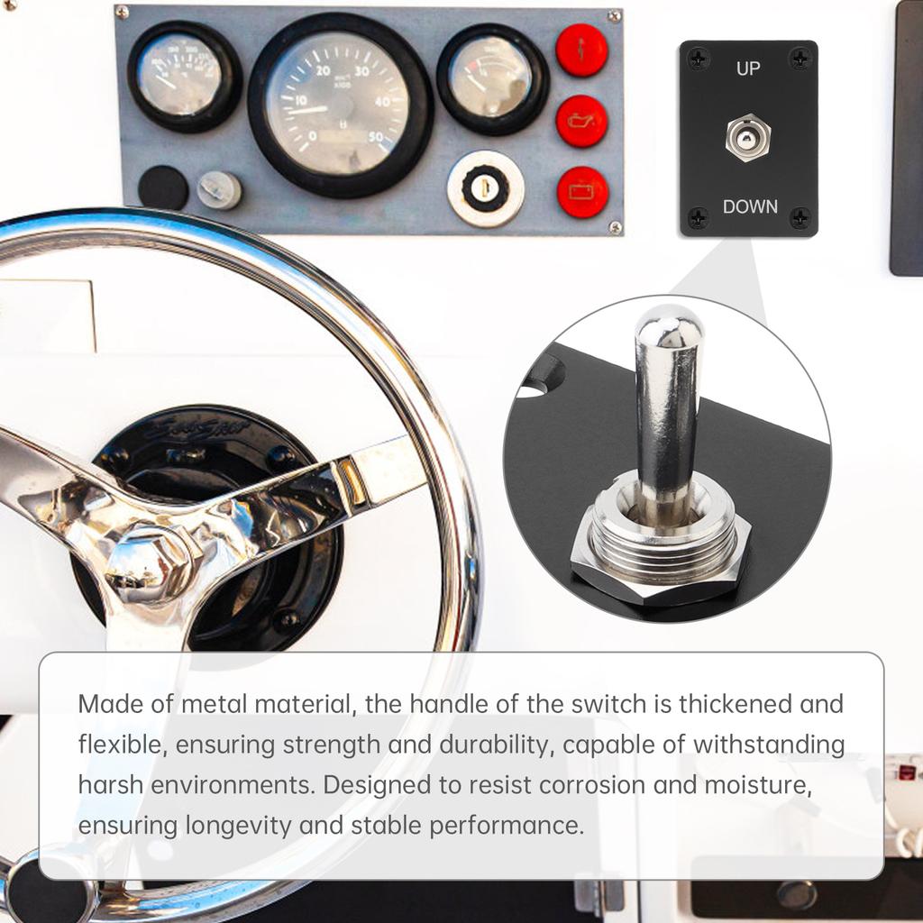 Wasserdichter Auto-Reset Boots-Wippschalter Kippschalter: AUF/AB Momentan 3-Positionen (EIN/AUS/EIN) für 12V/24V Motoren, Marine Kippschalter mit Platte