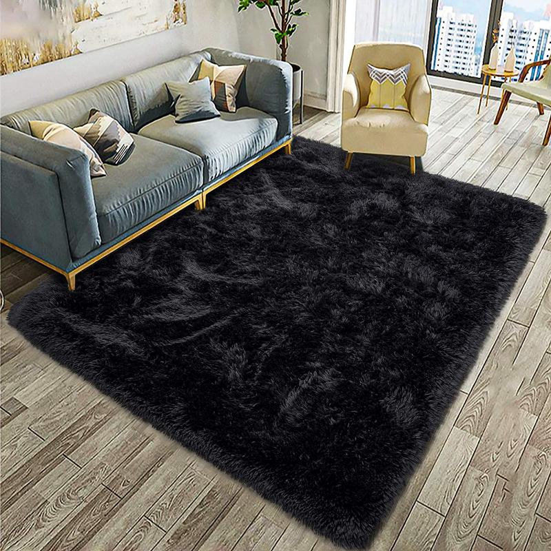 Grey Carpet Tie Dyeing Plush Soft Carpets For Living Room Bedroom Anti -Slip Floor Mats Bedroom Water Absorption Carpet Rugs 
