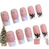 European And American Nail Art Christmas Fashion Small Fresh French Leaf Snowflake Medium Length Wearing Nail