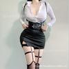 Domira Erotic Lingerie Sexy See-through Low Neckline Showing Chest Hip Skirt Secretary Uniform Suit Temptation Professional Attire