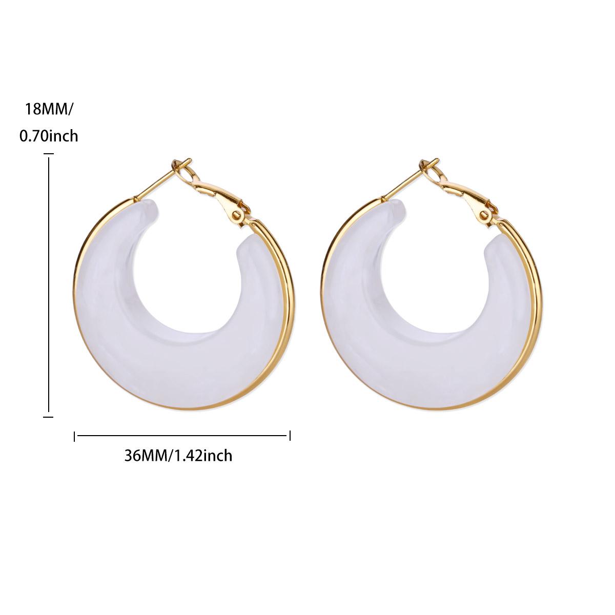 

8 Colored Resin Big Stainless Steel Earrings Gold Color Anti Fading Earring for Women Beach Vacation Wedding Party Jewelry Gifts белый