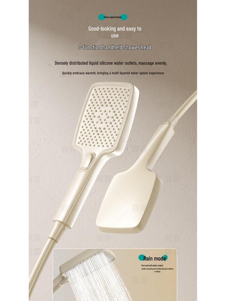 Pressurized All-Copper Shower Head with Gray Digital Display and Storage Set