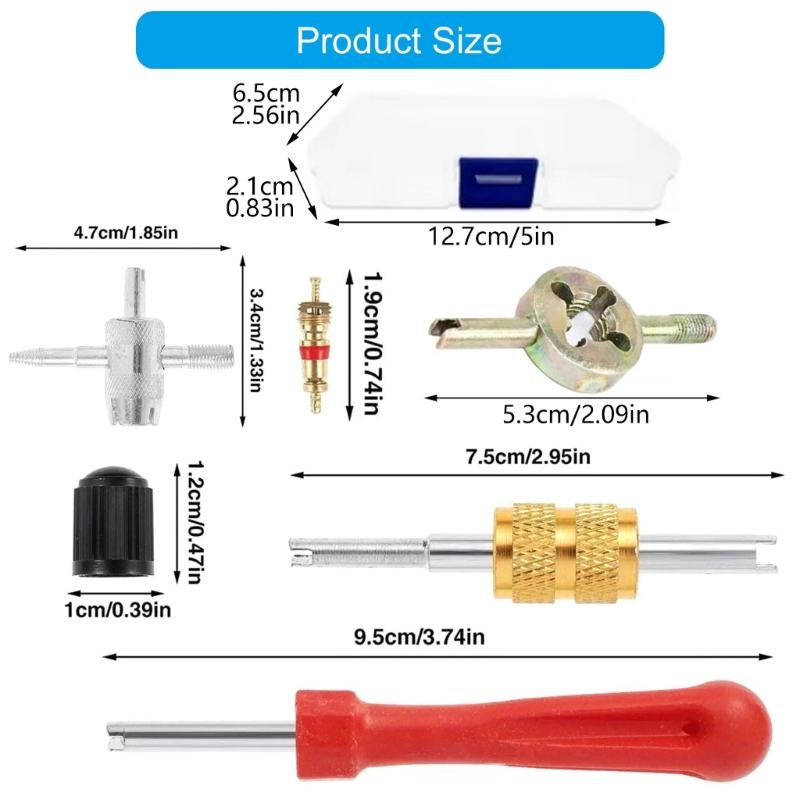 33PCS Tire Valves Stem Installer Remover Ergonomic Grip Tire Cores Replacements for Auto Motorcycle Bike Tire Maintenance