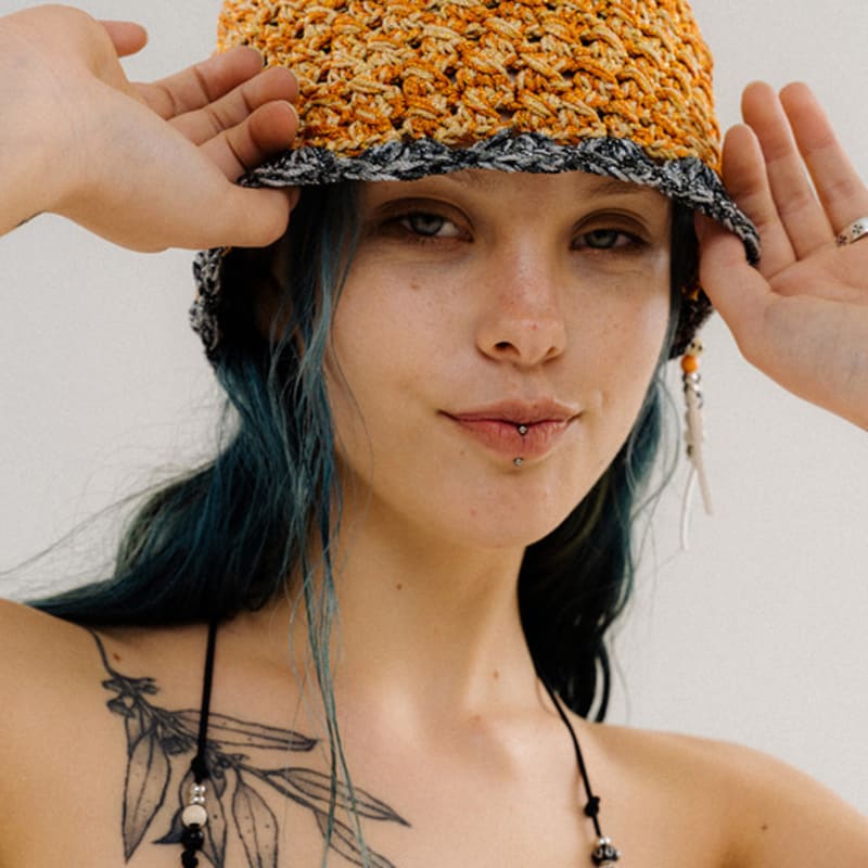 

orogee Шерстяная вязаная панама_Оранжевая ORANGE_FREE