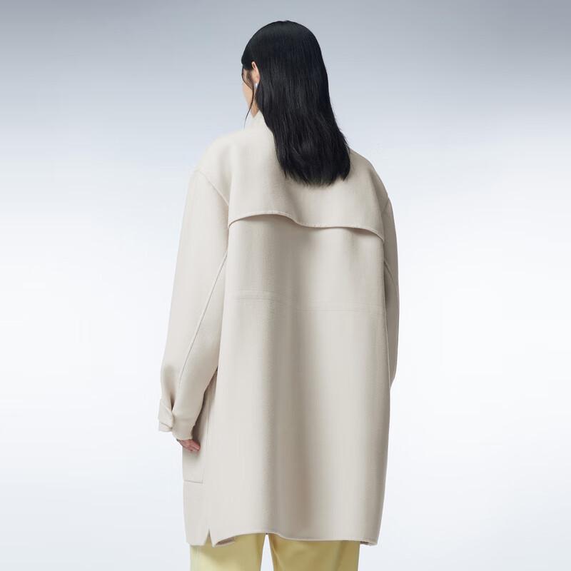 JNBY Rough Tweed Stand Collar Mid-length Wool Coat