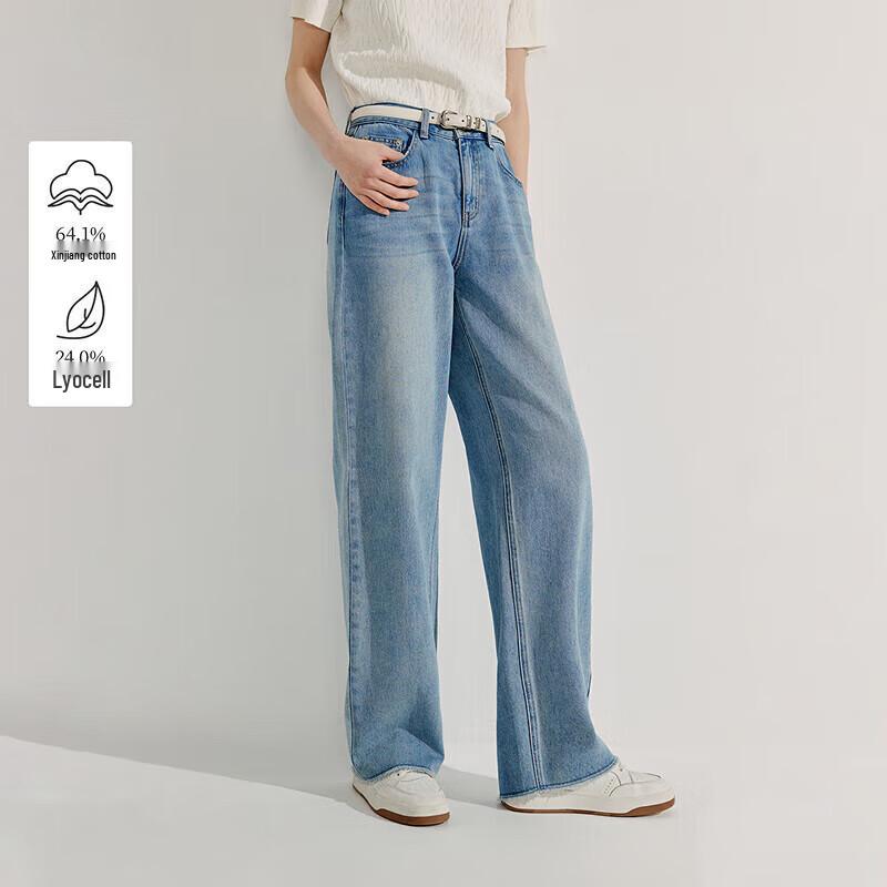 INMAN Women s Lyocell Denim Raw Edge Wide-Leg Pants 27