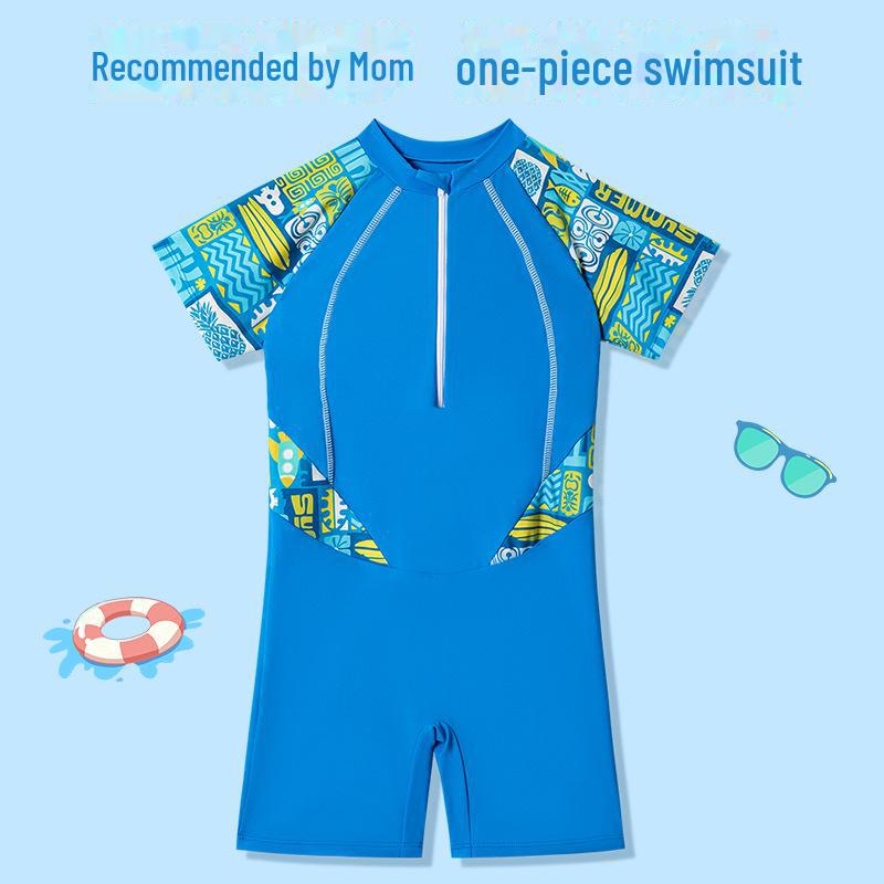 

Слитный купальник с круглым вырезом и рисунком для мальчиков 2025 года — удобные тренировочные купальники для детей 5XL: Height 140-150cm, Weight 60-70 jin