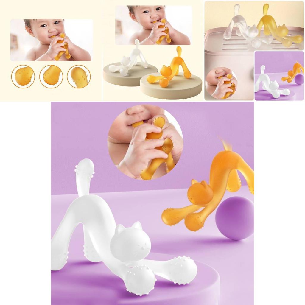 Cute Cat Teething Toy For Babies Made Of Safe Silicone Material