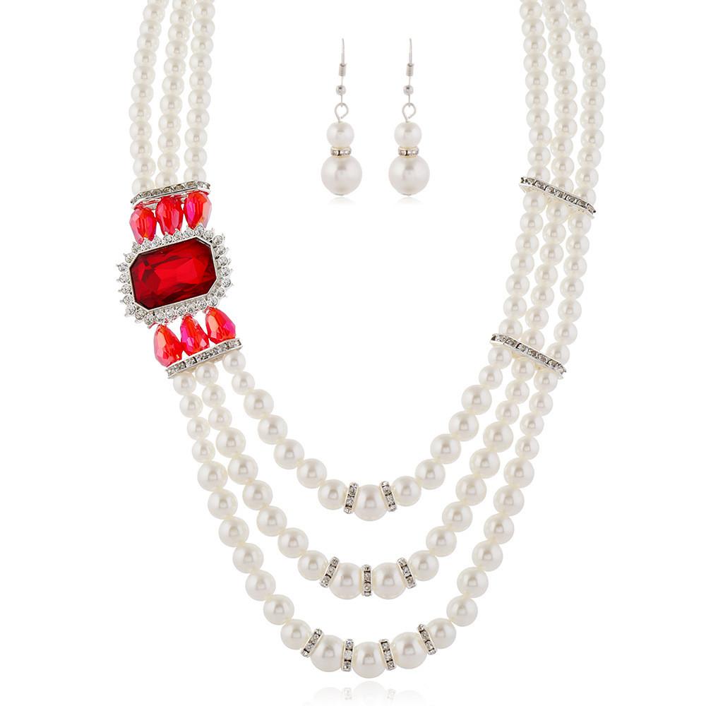 Rhinestone Bridal Accessory Embellished Pearl Necklace For Wedding Decor Dress