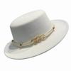 British Retro Flat-top Woolen Top Hat Women's Spring and Autumn Elegant Wide-brimmed White Jazz Hat Versatile Flat-brimmed Hat Men