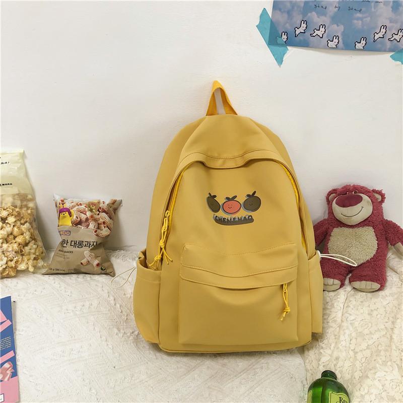 Cute Orange Cartoon Print Student Leisure Backpack For Daily And School Use
