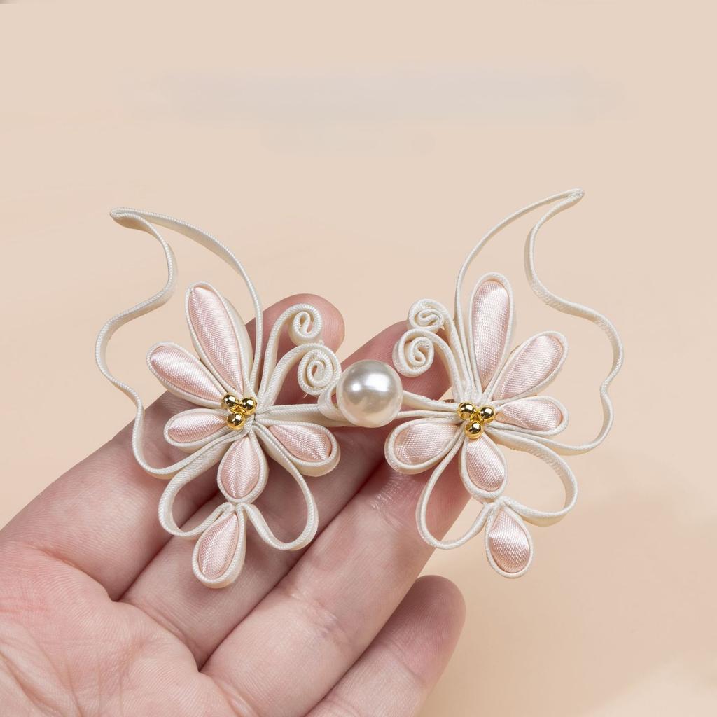 1pcs Chinese Frog Closures with Pearl Butterfly Buttons Knot Buttons for Qipao, Hanfu Tang Suit Traditional Clothing Accessories