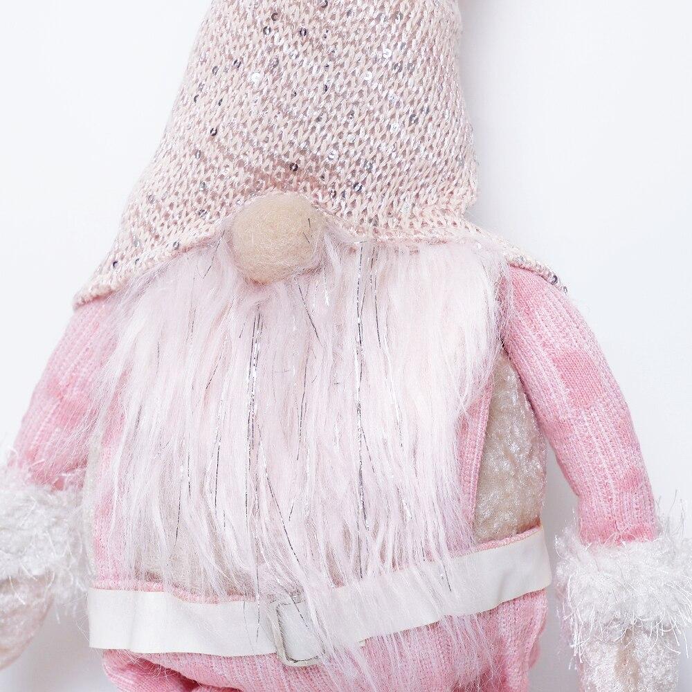 Pink Retractable Christmas Gnome Long Legs Standing Faceless Santa Dolls Forest Man Telescopic Toy Decoration Ornaments Gift Kid