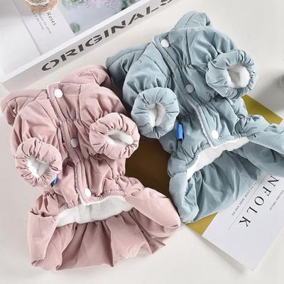 Warmes Hundekleid, gepolsterter Wintermantel für Welpen und Katzen, Prinzessinnen-Blumen-Luftblasenrock für kleine und mittelgroße Hunde, Chihuahua, Haustier-Outfit
