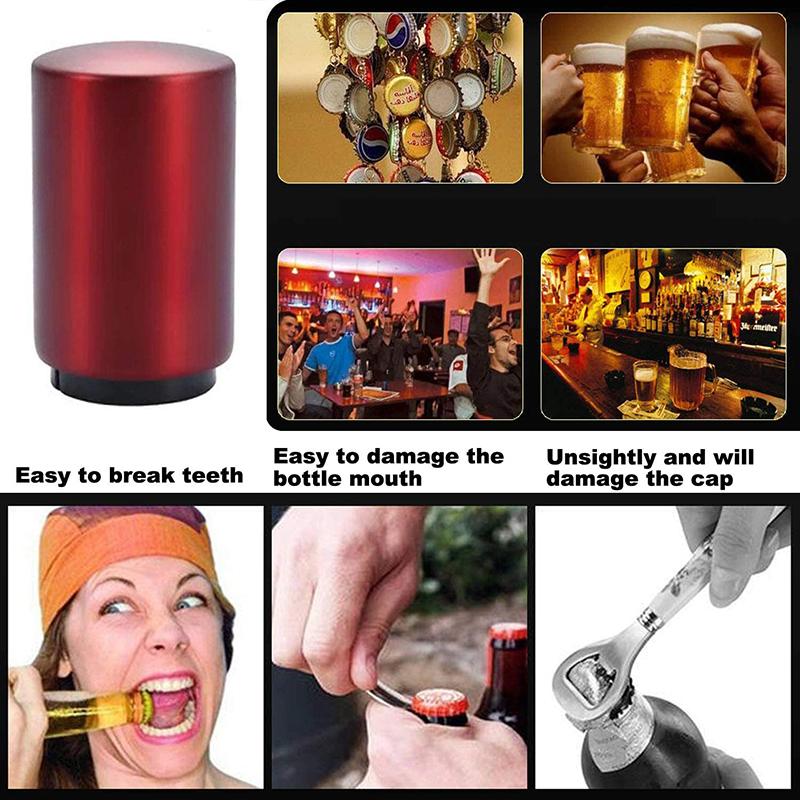 Automatic Beer Bottle Opener,Magnet Beer Opener,Stainless Steel Push Down Opener Wine Beer Soda Cap Opener Kitchen Accessories