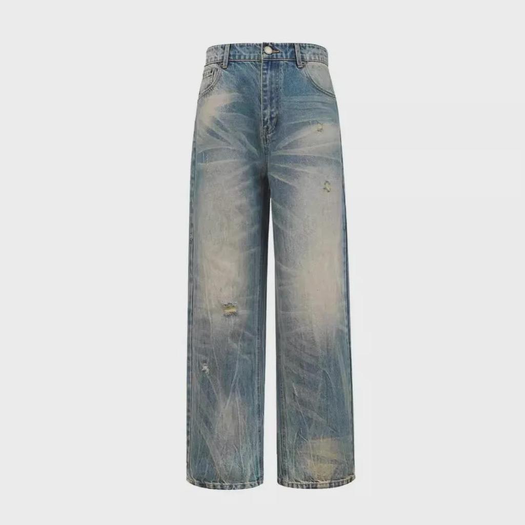 Men's Niche Straight-Leg Loose Jeans, Casual Spring 2024 Trend