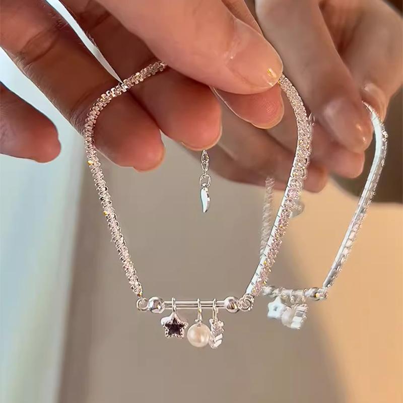 Pure Silver Star Bracelet for Women Delicate Sweet Light Luxury Niche Design Bracelets New Exquisite and Versatile Star Jewelry
