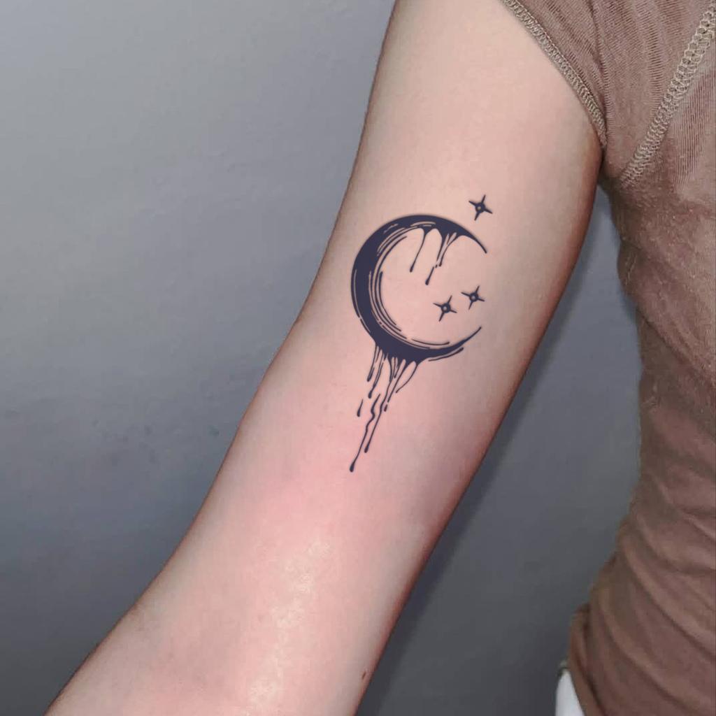 Premium Herbal Semi-Permanent Simple Star Moon Fringe Tattoo Sticker
