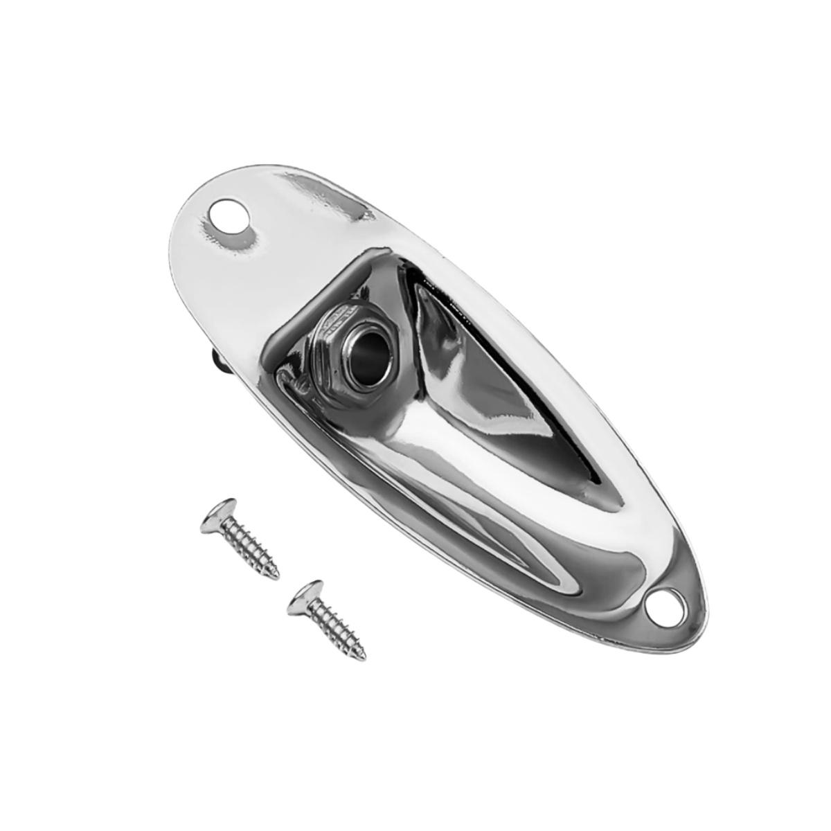 Metal 6.35mm (1/4 ) Mono Output Input Jack Plate Output Loaded Boat Style Socket Panel for Electric Guitar Replacement Parts