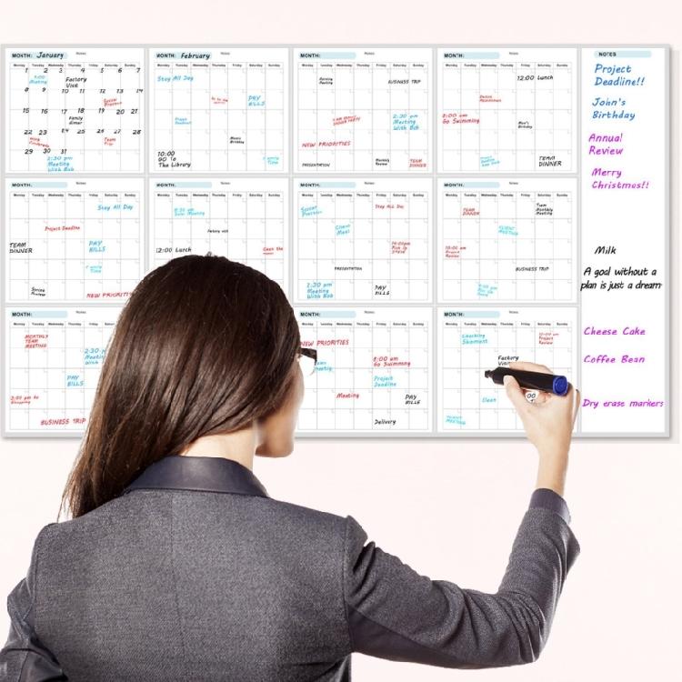 Reusable Erasable Full Year to View Calendar Planner Undated Wall Mounted Calendar Yearly Planner Home Wall Organiser