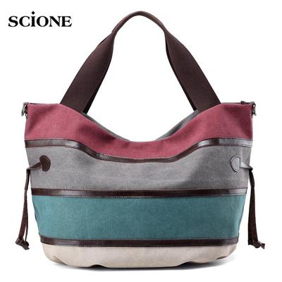 Bolsa de lona contrastante bolsa de ombro fashion selvagem bolsa transversal listrada