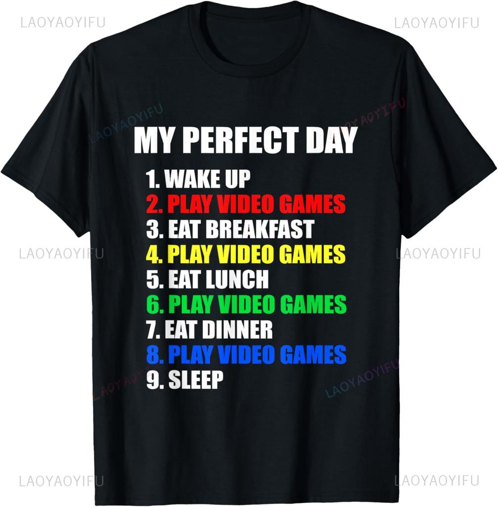 Gift Idea The Perfect Gaming Day Suprise For Gamers TShirt Unisex Unisex Summer Cotton Printed TShirt Casual Streetwear Clothes