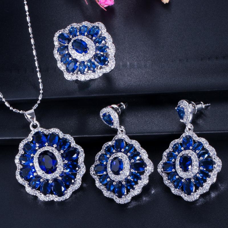 High-end Three-piece Jewelry Necklace Ring Earrings Jewelry Set