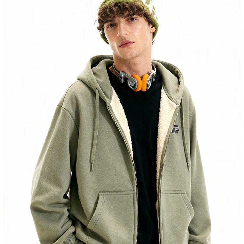 Fingercroxx Herren Fleece Kapuzen Cardigan Jacke
