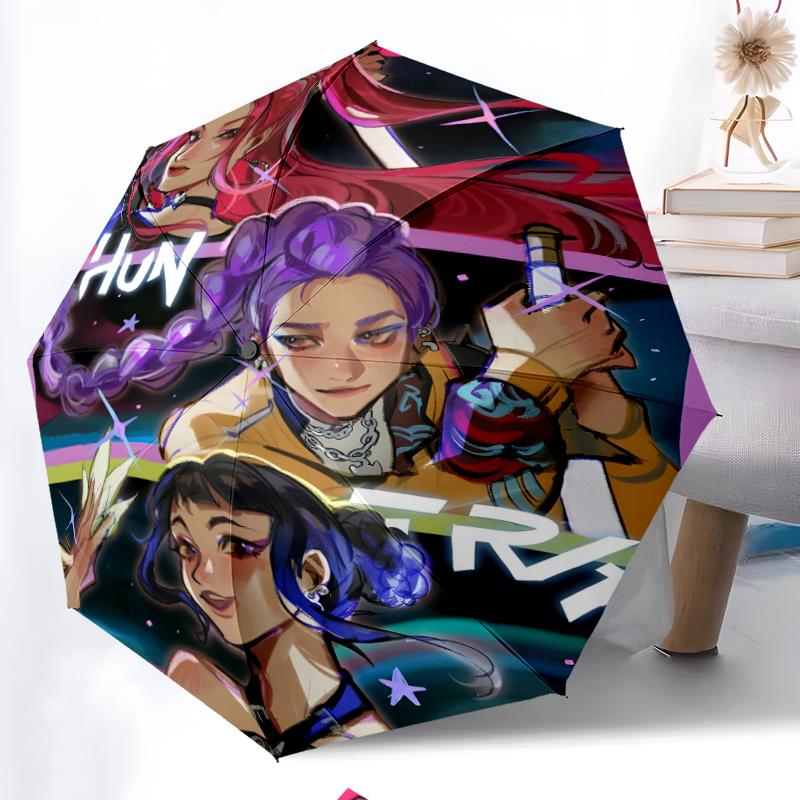 KPOP Hunter Fashionable Automatic Opening/Closing Folding Umbrella. Portable and Foldable, Ideal for Gift, Travel, and Daily Use.