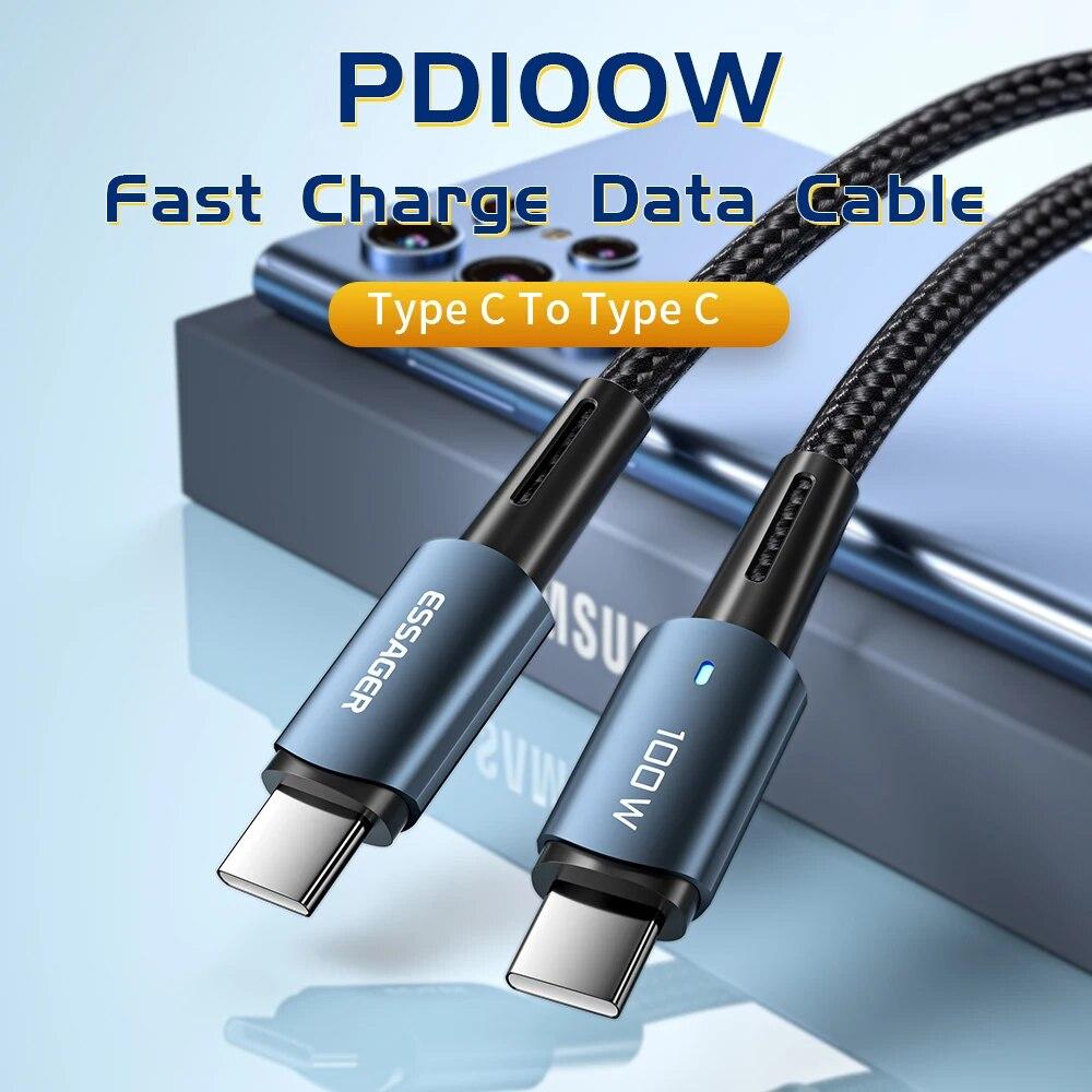 Essager Kabel USB C 100W PD QC 4.0 3.0 kabel USB typu C kabel szybkiego ładowania typu C dla MacBook Pro Samsung Xiaomi kabel ładujący