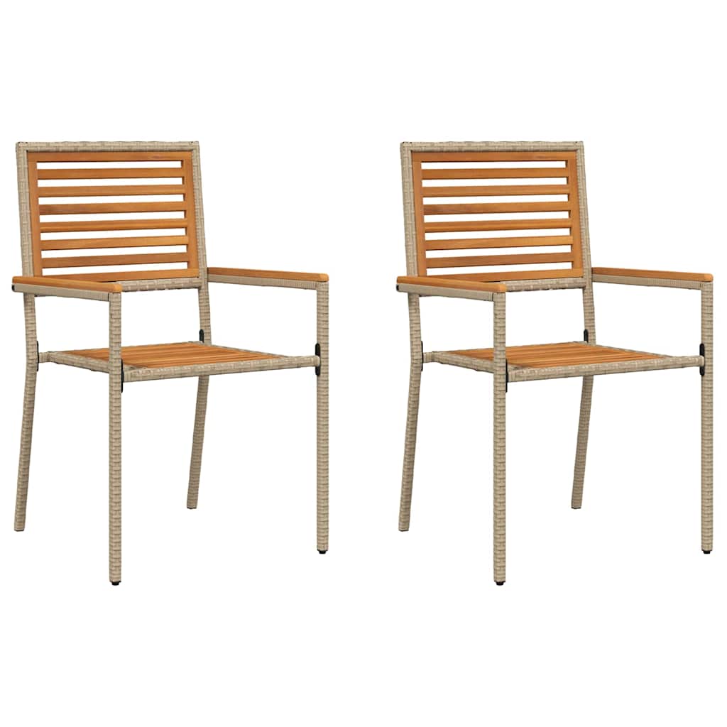 Garden Stackable Chairs 2 Pcs Brown and Beige 54 X 56 X 90 Cm