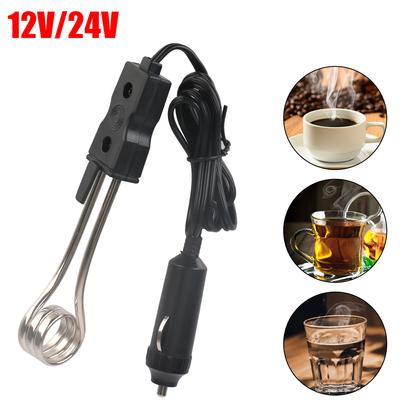 Calentador Eléctrico 12V 24V para Coche Calentador de Inmersión para Té Café Agua Alta Calidad Seguro Calentador Accesorios de Coche Enchufe Encendedor de Cigarrillos