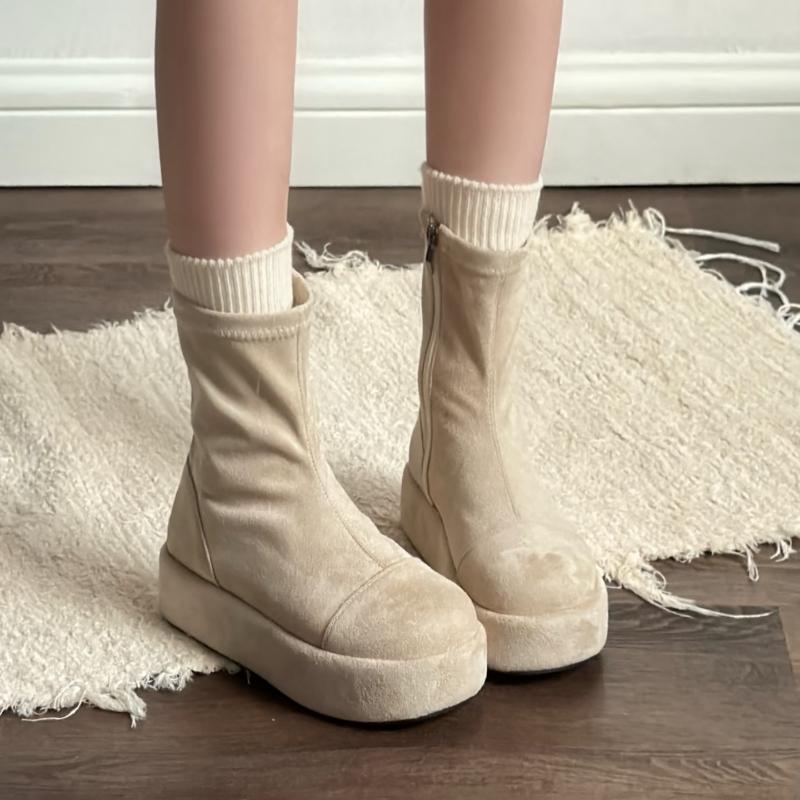Fashion Platform Thick Bottom Women Ankle Boots Autumn Winter Women's Shoes Female Round Toe Height Increase Short Booties