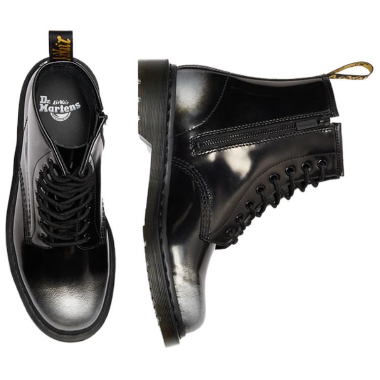 DR. Martens 1460 Leder Runde Zehe Originals Kurze Stiefel Unisex Stiefel Silber Schwarz 42731020