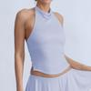 Foreign Trade Sports Fitness Includes Chest Pad Hanging Neck Yoga Beauty Back Running Top Anti-exposure Quick-Drying Tennis Short Dress Set