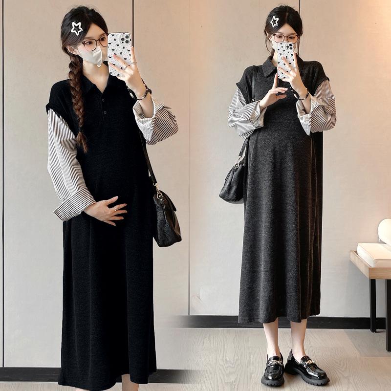 Spring Korean Style Loose Patchwork 2-Piece Plus Size Maternity Fashion Medium