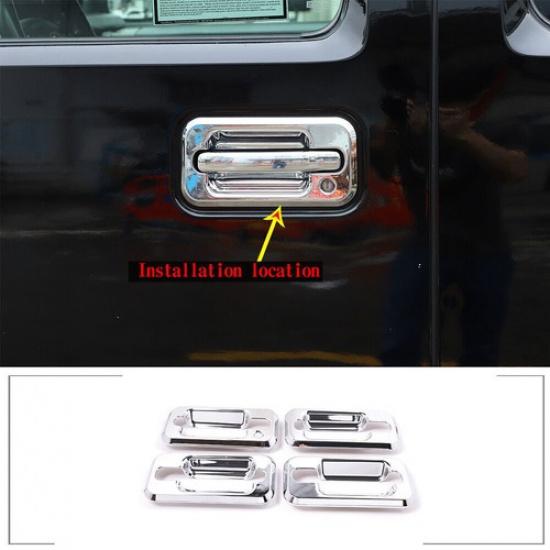 4PCS Chrome ABS External Car Door Handle Bowl Cover Trim For Hummer H2 2003-09