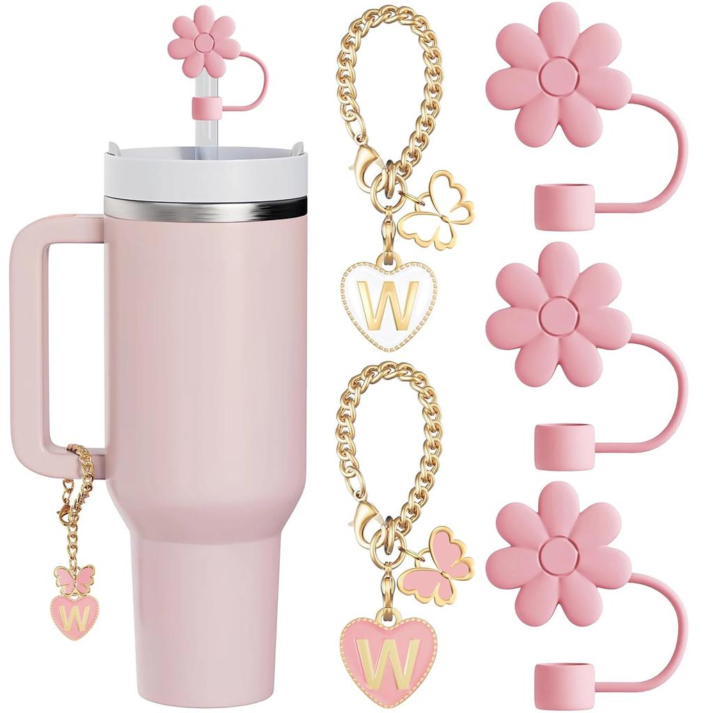 5PCS Straw Cover Cap Straw Toppers And Letter Charms For Stanley 30&40 Oz Tumbler With Handle Cup 10mm Straw Tumbler Accessories