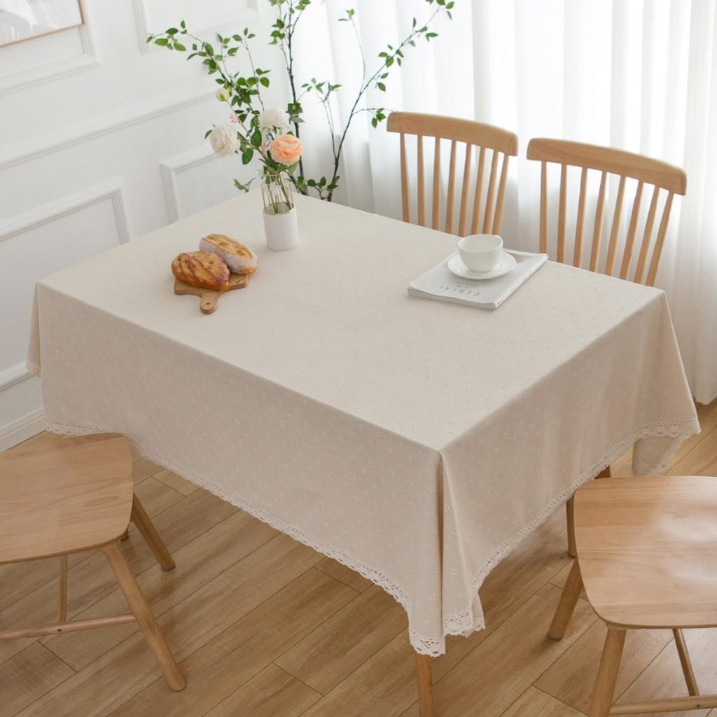Modern French Country Rectangular Tablecloth Cotton Linen Floral Decor For Dining Room