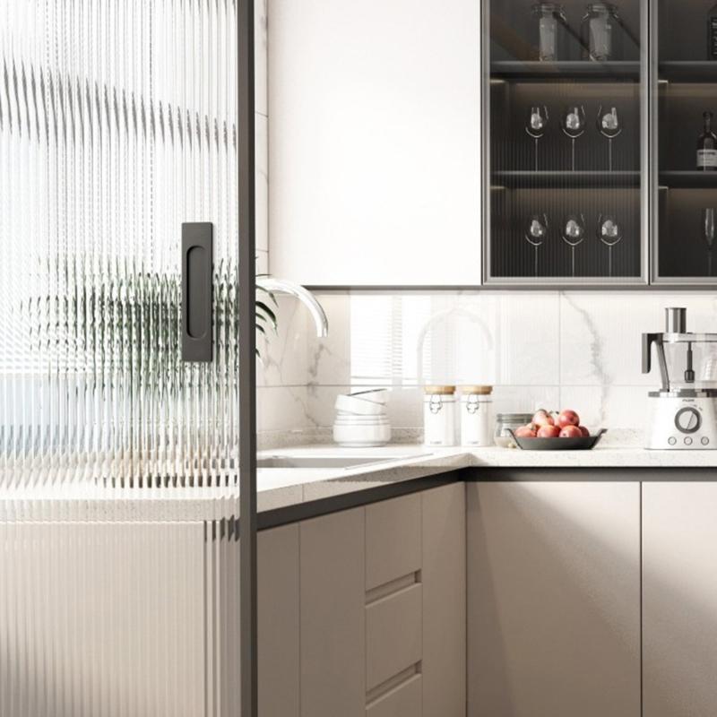 4pcs Auto Adhesive Sliding Door Handle Modern Aluminum Alloy Sliding Door Pulls for Cabinets Furniture