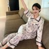 [Ink Ice] Ice Silk Pajamas Women's 1011 New Fashion Printing High-end Sense Wear Homewear Suit Spring and Autumn