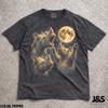 Drei Nashorn Mond Vintage 90er Grafik T-Shirt, Retro Lustiges Nashorn Geschenk, Brüllendes Nashorn Vollmond Tee, Ästhetische Galaxie Natur Kunst