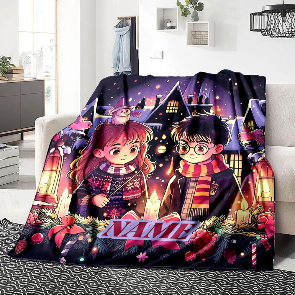 Custom Name "Harry's Magical Adventure" blanket for Couch & Bed, Plush Cozy Fuzzy Blanket Super Soft & Warm Blankets for Fall and Winter. 090864