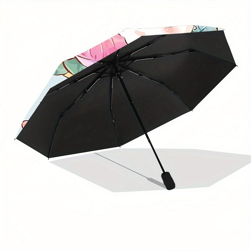 1pc Beautiful Bunny and Flowers Automatic Opening and Closing Umbrella, Lightweight 3-Fold, With Cute Cartoon Characters, Suitable for Home, Outd
